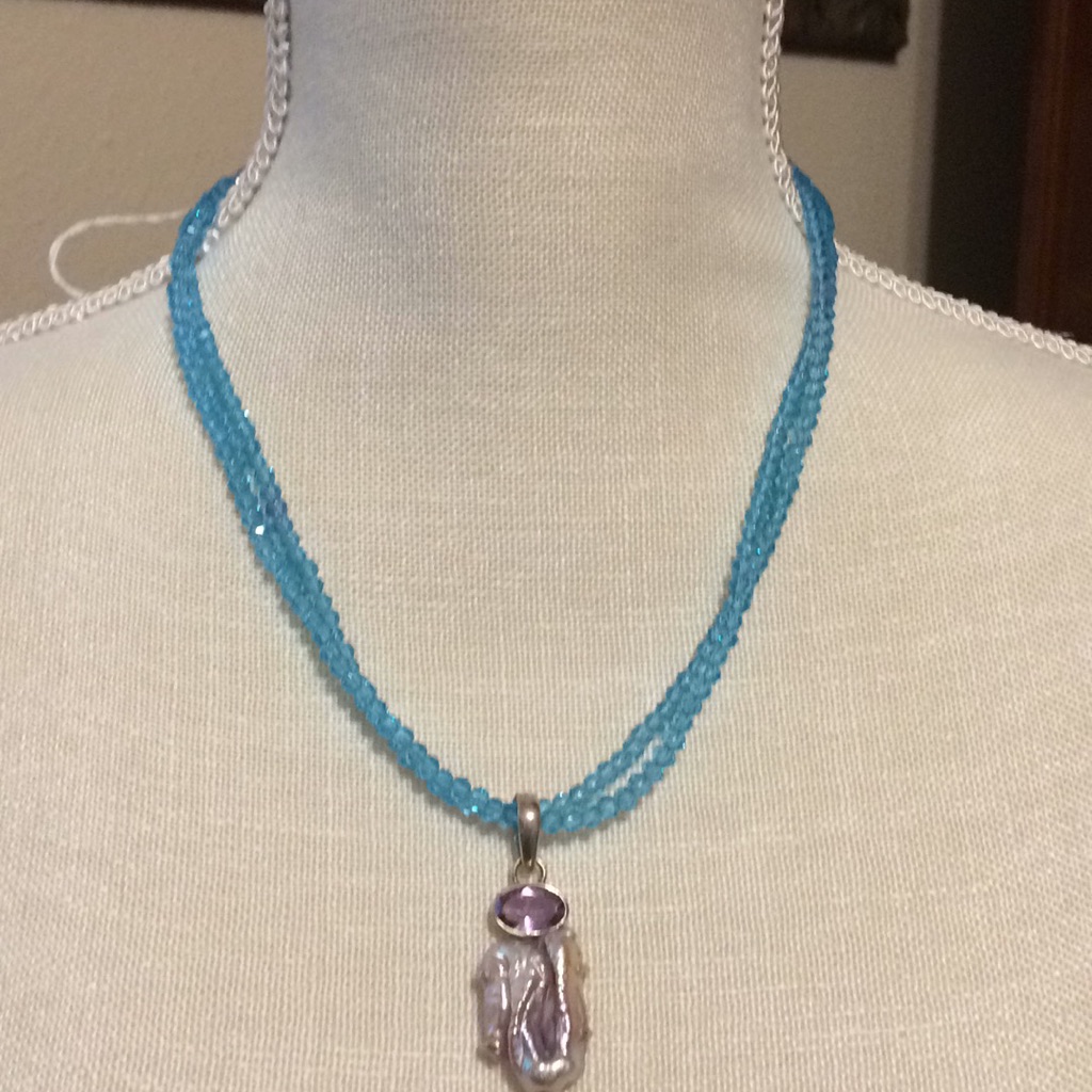 Sterling With Fresh Water Pearl Amethyst Necklace